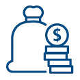 Bag of money with coins Line Art Icon