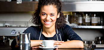 Young teen working at a cafe